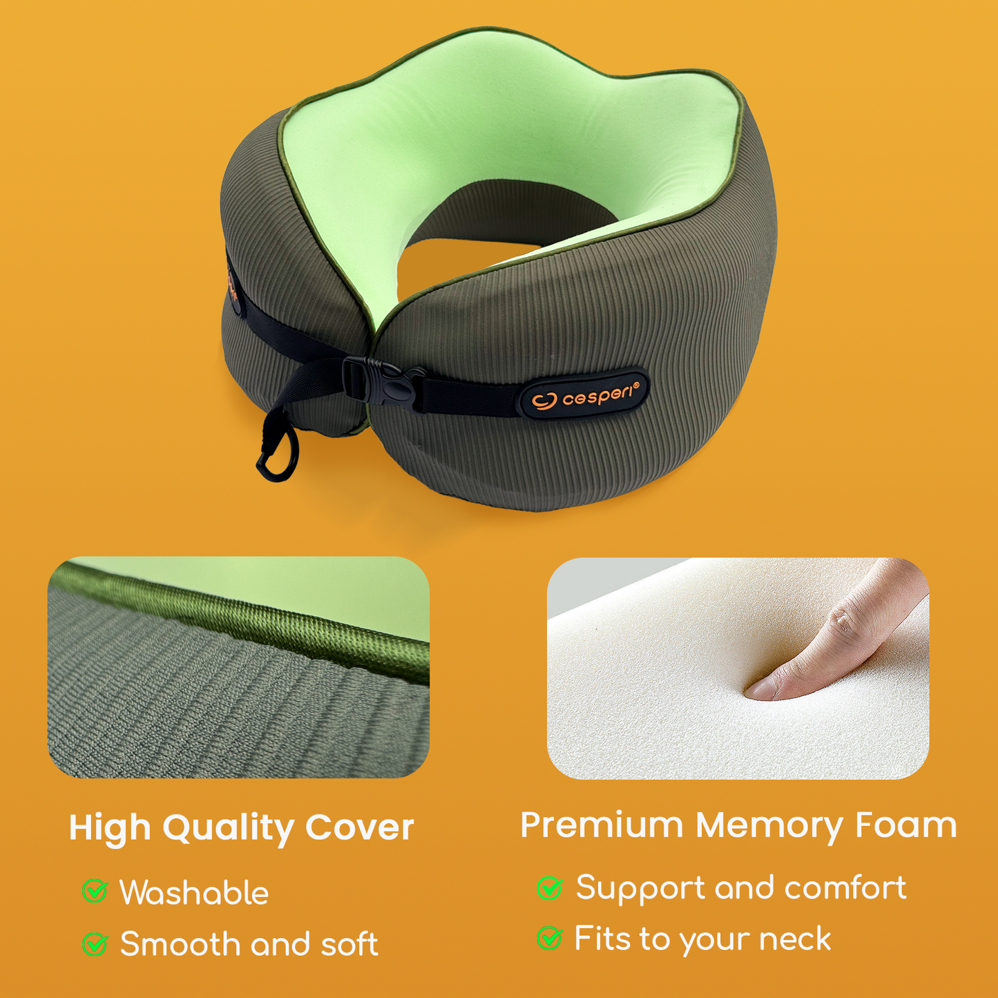 Cesperi® Travel Neck Pillow (Avocado Green)