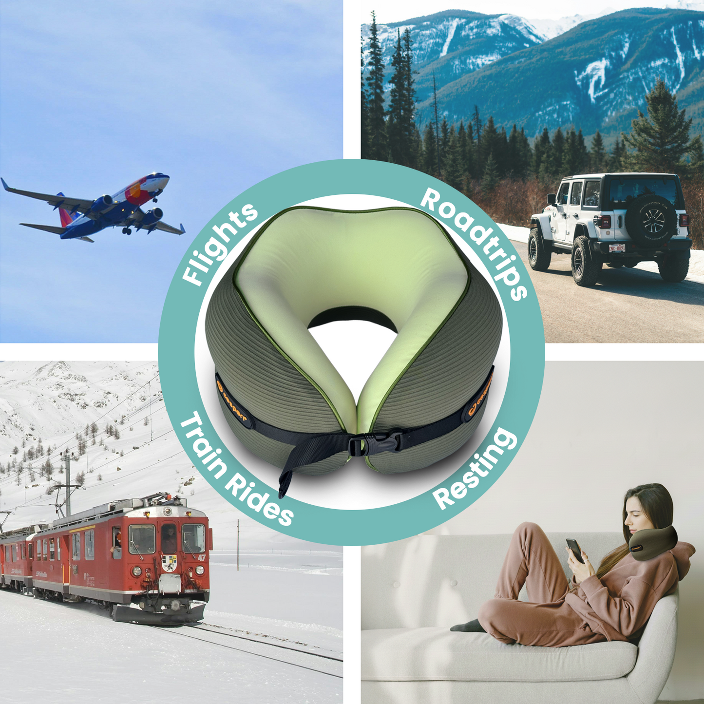 Cesperi® Travel Neck Pillow (Avocado Green) - Small