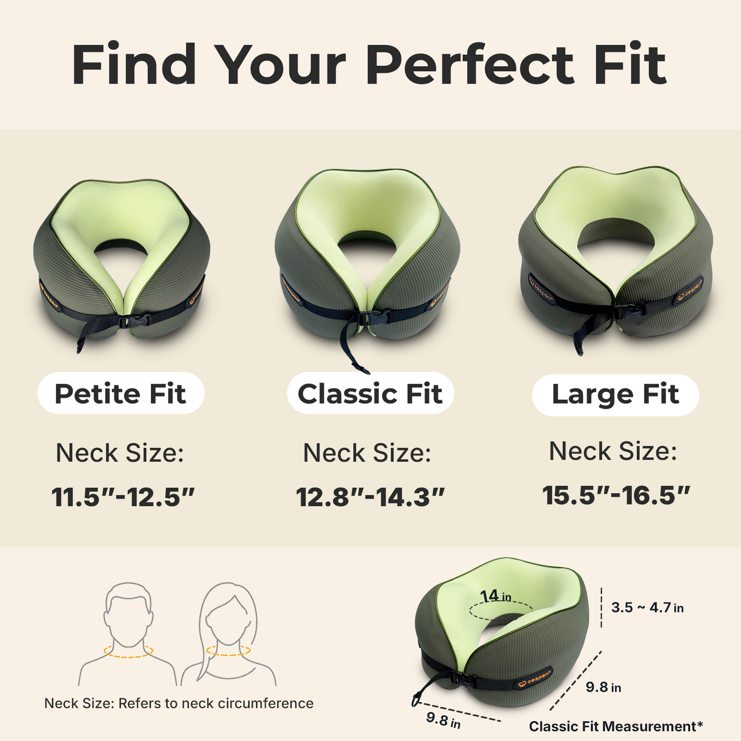Cesperi Tailored Fit™ Travel Pillow — Classic Fit