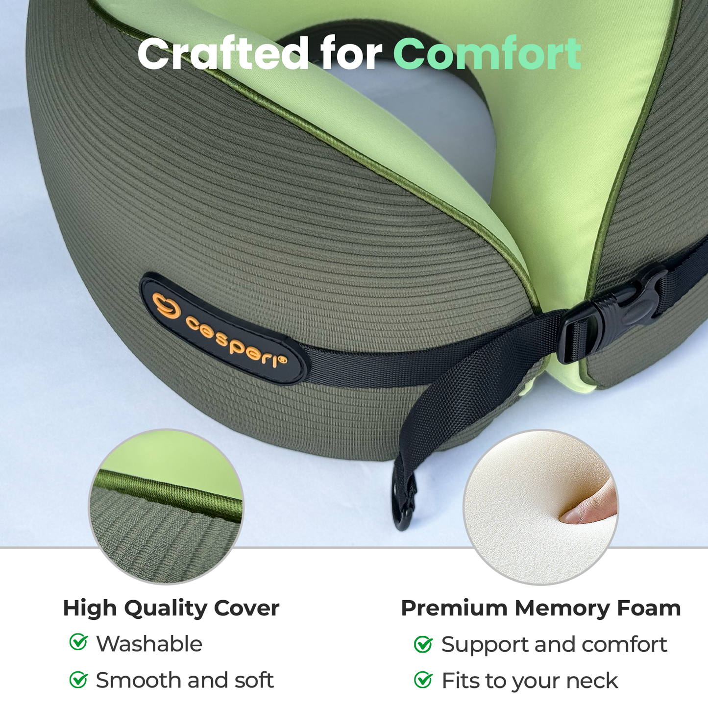 Cesperi® Travel Neck Pillow (Avocado Green) - Small