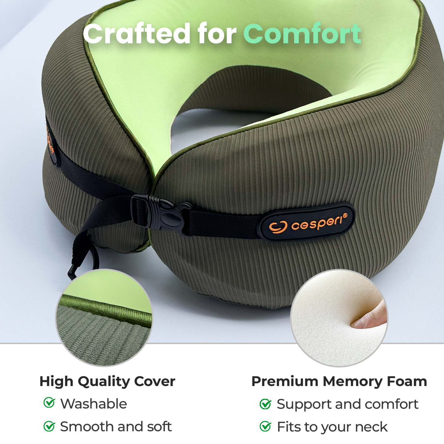 cesperi travel pillow avocado green large crafted for comfort