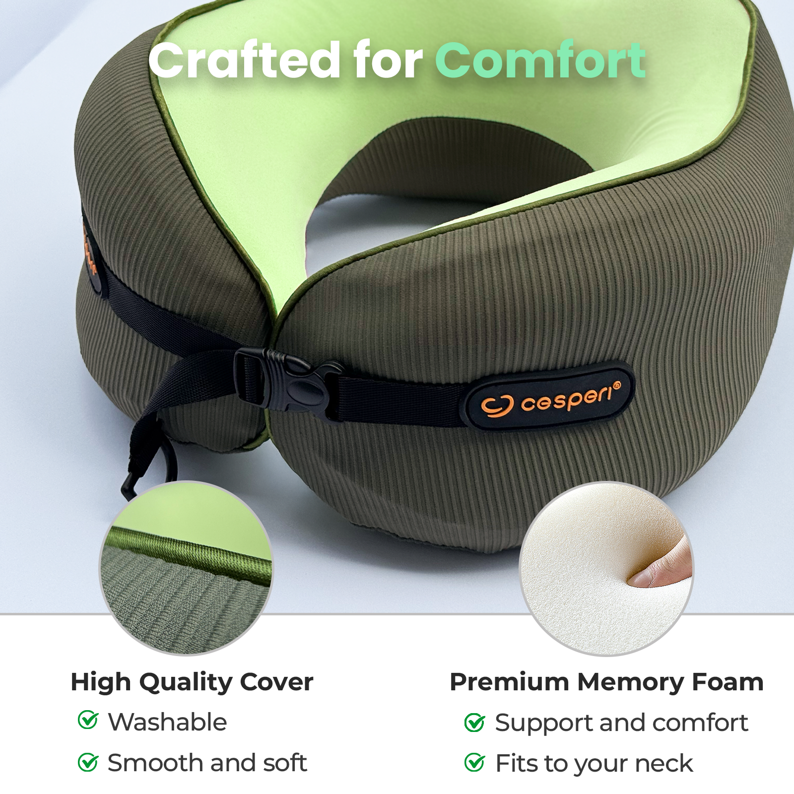 cesperi travel pillow avocado green large crafted for comfort