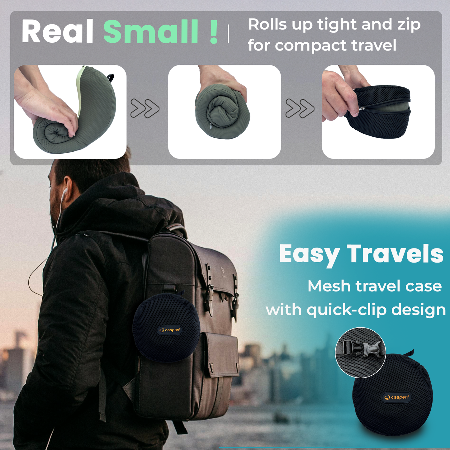 Cesperi® Travel Neck Pillow (Avocado Green) - Large