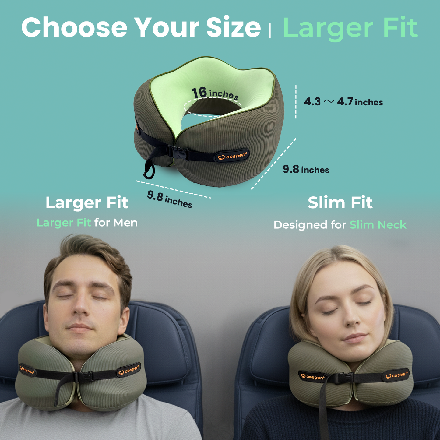 Cesperi® Travel Neck Pillow (Avocado Green) - Large